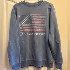 Jadelynn Brooke Patriotic Blue Crewneck Sweater with American Flag